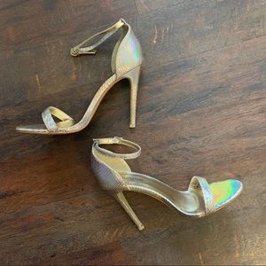 PrettyLittleThing hologram ankle strap sandals